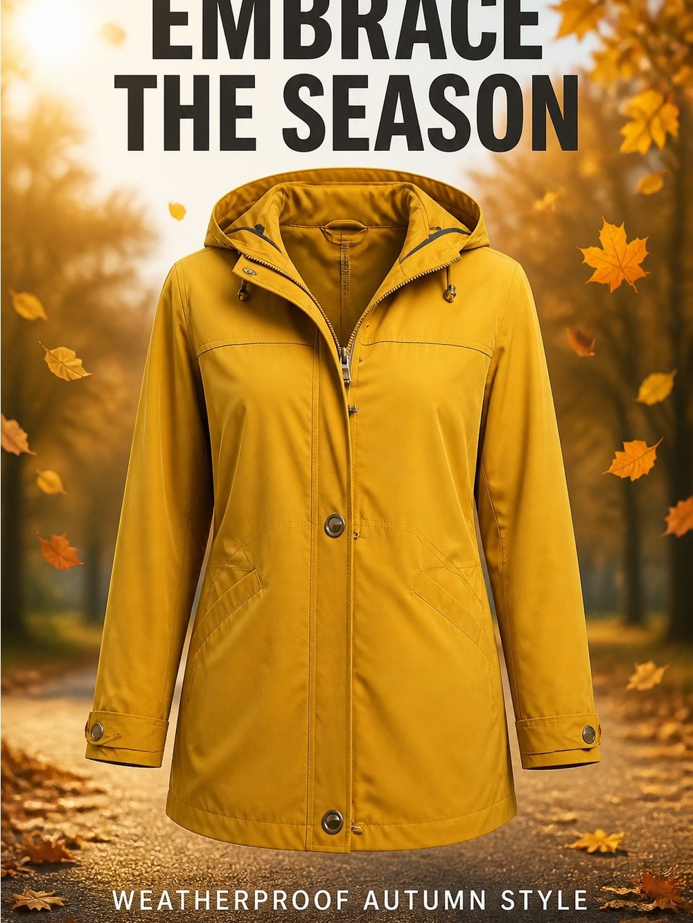 Women's Hooded Utility Jacket in Mustard